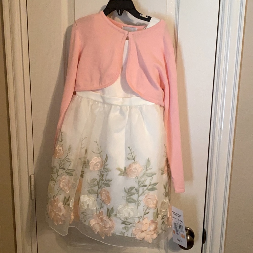 Girls coral formal dress set